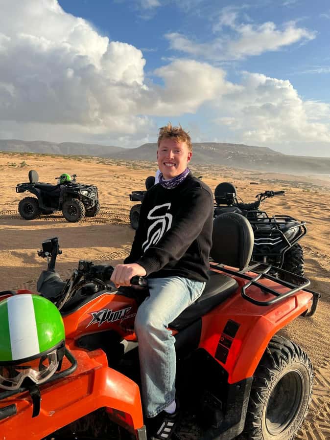 Agadir/Taghazout: Beach Quad Bike & Desert Sandboarding Tour - Desert sandboarding at Sidi Toual dunes: the fun part and the climb back up