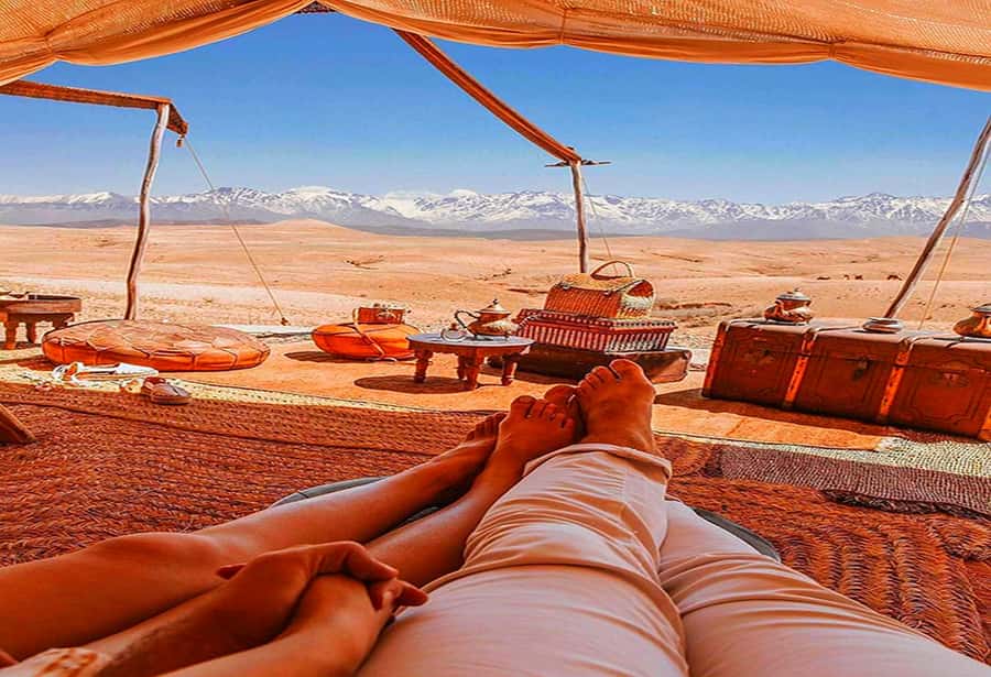 From Marrakech: Agafay Desert Sunset Dinner with Live Show - Live music, dance, and fire show: the payoff after dark