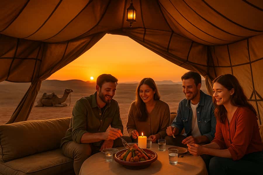Marrakech: Camel Ride & Sunset Dinner with Fire Show - Leaving Marrakech for the Agafay Desert at Golden Hour