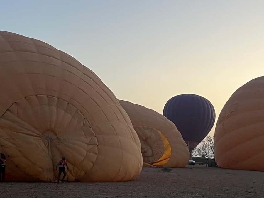 Marrakech: Hot Air Balloon Flight with Breakfast - From Van to Launch Site: Inflation, Briefings, and Watching the Crew Work