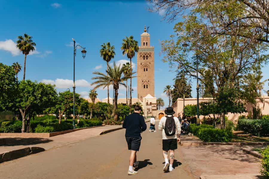 Marrakech: Saadian Tombs & Bahia Palace, Medina Guided Tour - Getting oriented at Café de France in Jemaa el-Fnaa
