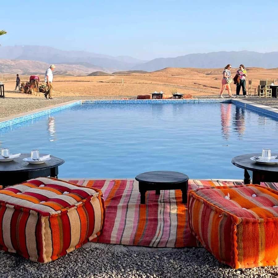 Marrakesh: Agafay Desert Tour with Lunch and Swimming Pool - Hotel Pickup and the A/C Van: Keeping the Day Stress-Free